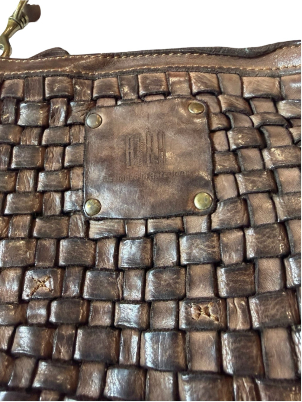 My Biba Brown Woven Leather Crossbody Bag Boho Festival Artisan Handcrafted Purs - Picture 8 of 9